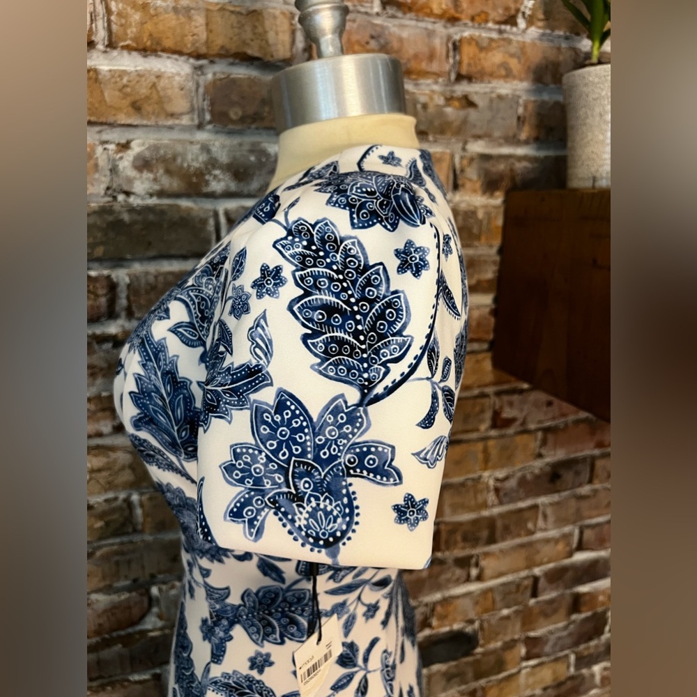 New Calvin Klein Floral Blue & White Mini Sheath Dress - Sz 4 - Picture 7 of 12
